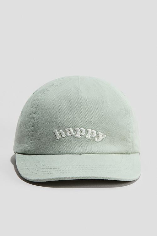 Cotton cap - light green/happy