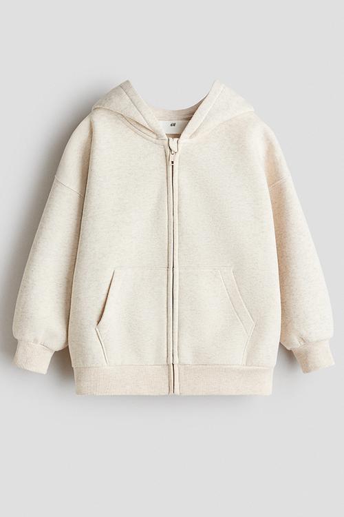 Oversized zip-through hoodie - light beige marl