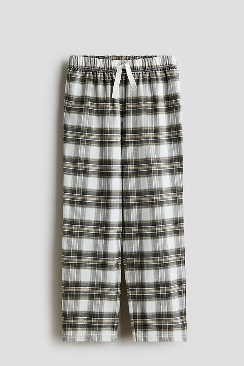 Cotton pyjama bottoms - brown/checked