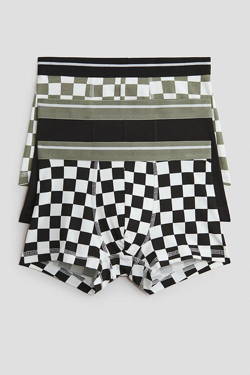 3-Pack cotton trunks - black/checked