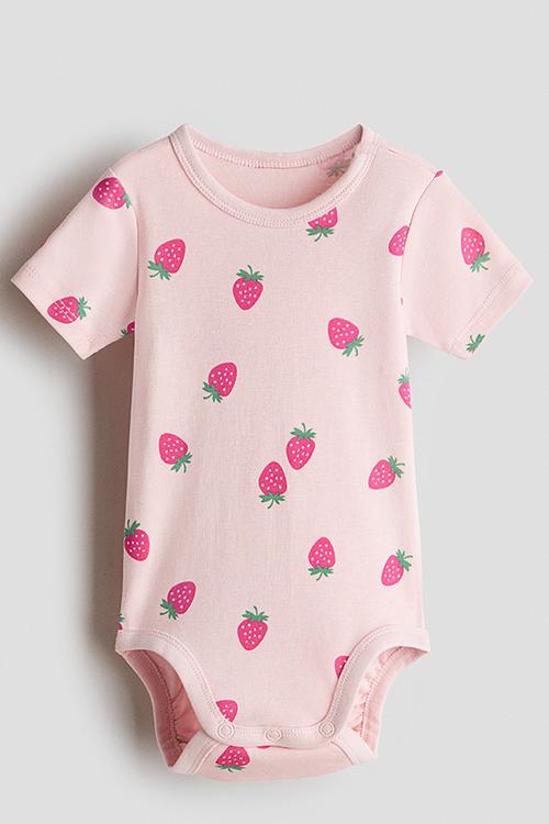 Printed bodysuit - light pink/strawberries
