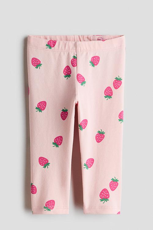 Printed cotton leggings - pink/strawberries