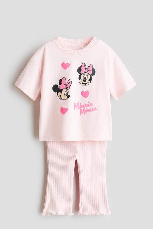 2-Piece print-motif cotton set - light pink/minnie mouse