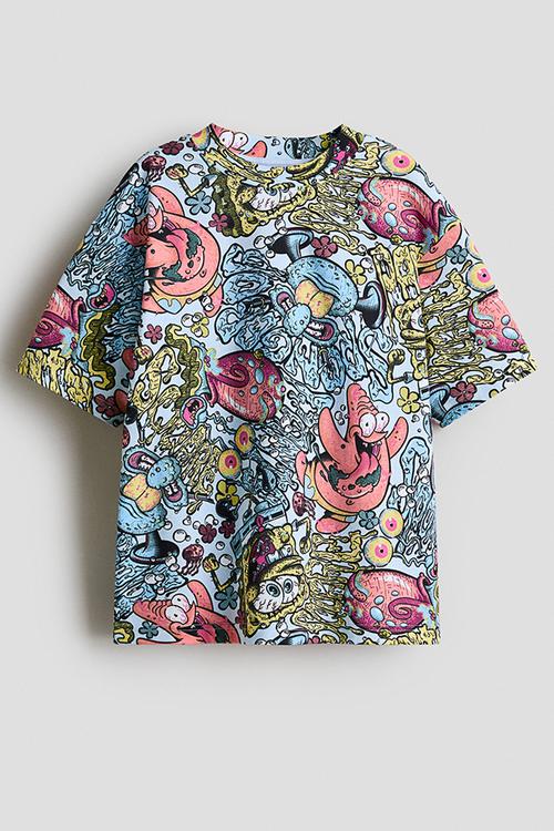 Printed t-shirt - light blue/spongebob