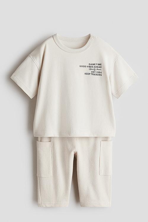 2-piece cotton set - light beige