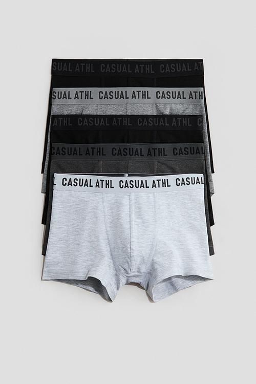 5-Pack cotton trunks - light grey marl/dark grey