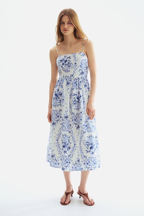 Strappy midi dress - white/floral