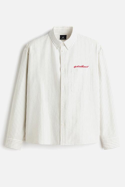 Loose fit oxford shirt - white/striped