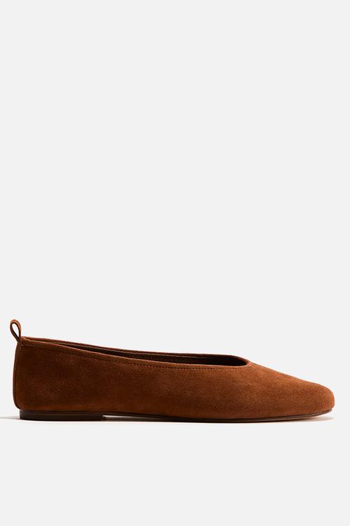Suede ballet flats - brown