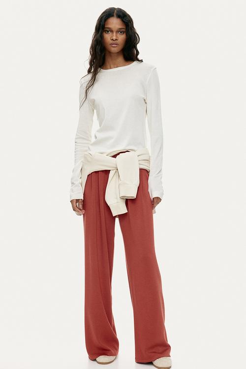 Wide pull-on trousers - red