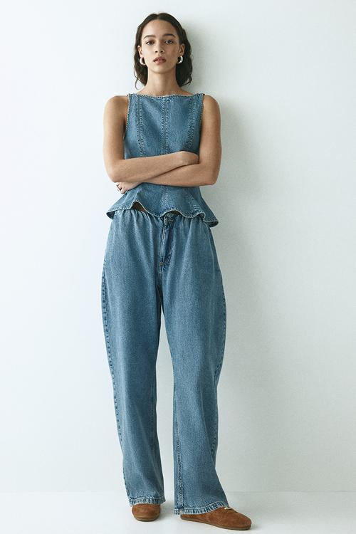 Barrel denim trousers - denim blue