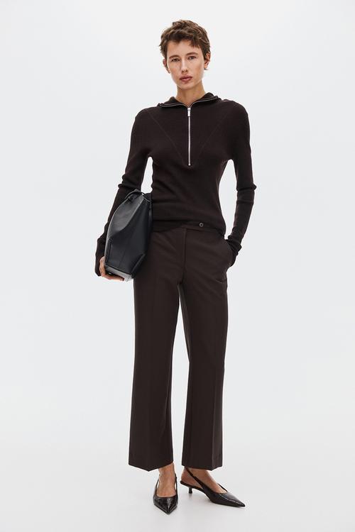 Bootcut ankle-length trousers - dark brown