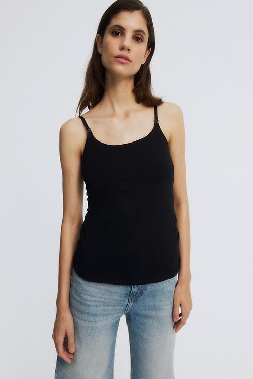 Mama nursing strappy top - black