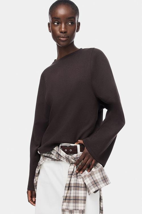 Oversized interlock top - dark brown