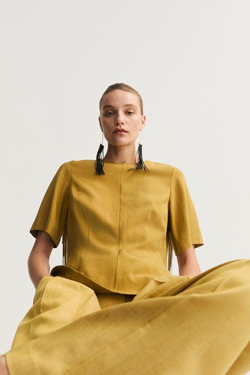 Peplum blouse - mustard yellow