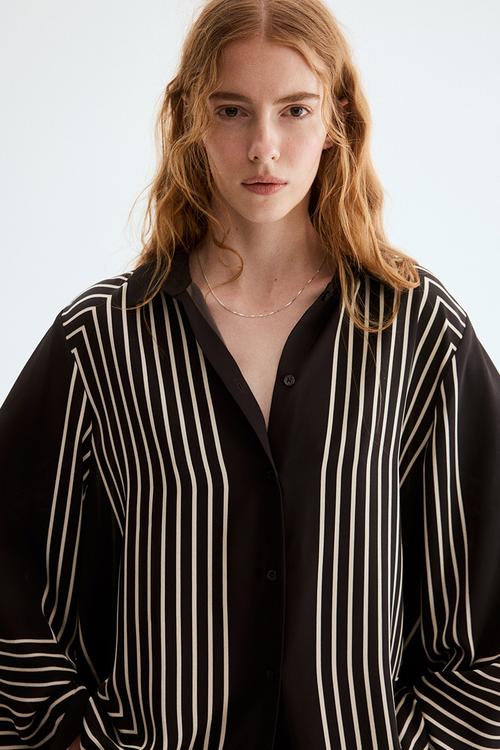 Oversized shirt - dark brown/striped