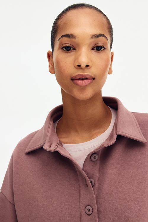 Collared sweatshirt - dark dusty pink