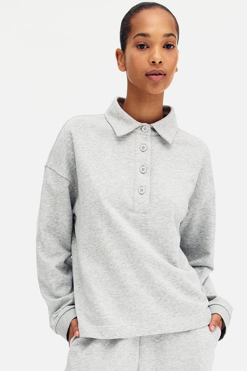 Collared sweatshirt - light grey marl