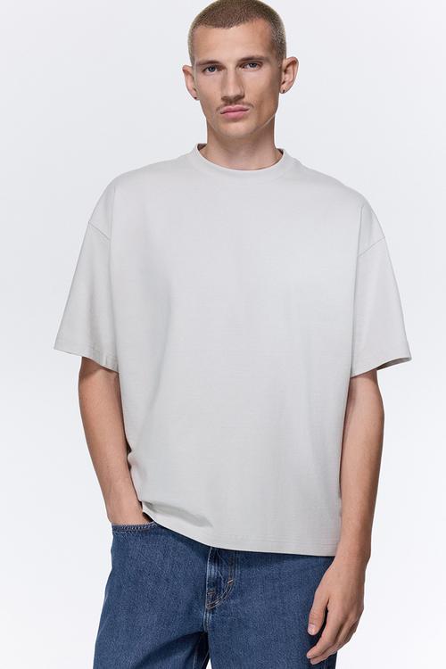 Oversized fit cotton T-shirt - light grey