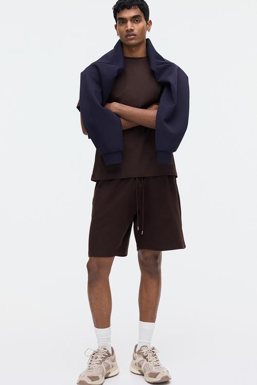 Regular fit sweatshorts - dark brown