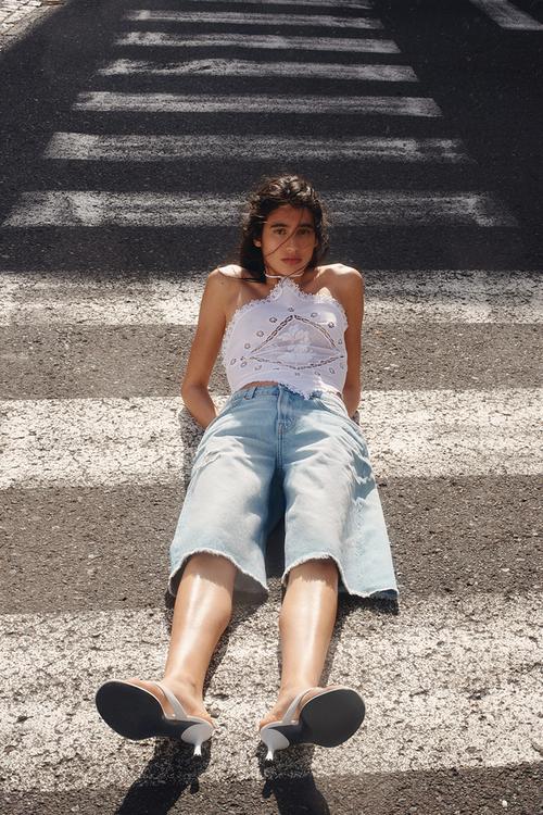 Denim bermuda shorts - light denim blue