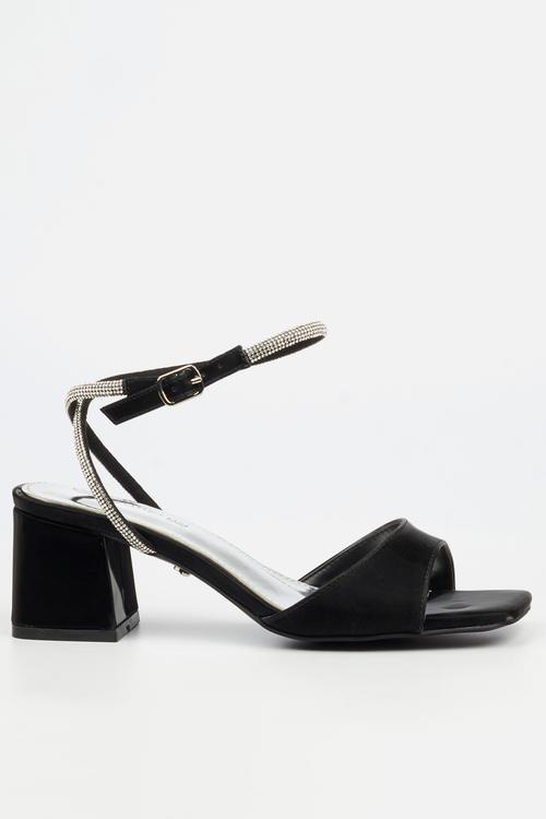 Alaine 1 diamante ankle strap heel - black