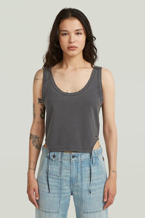 Adjustable washed slim tank t wmn - dk black gd