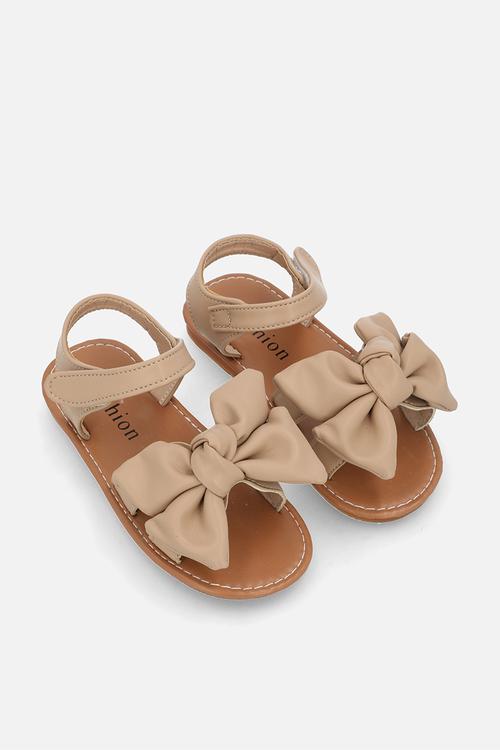 Open toe bowknot sandal - beige