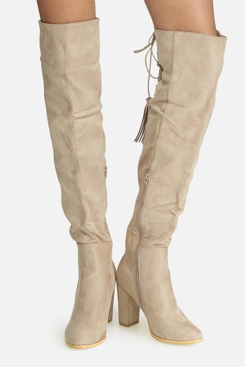 Over the knee lace-up boot