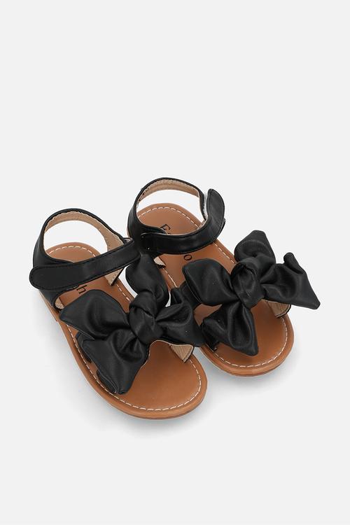 Open toe bowknot sandal - black