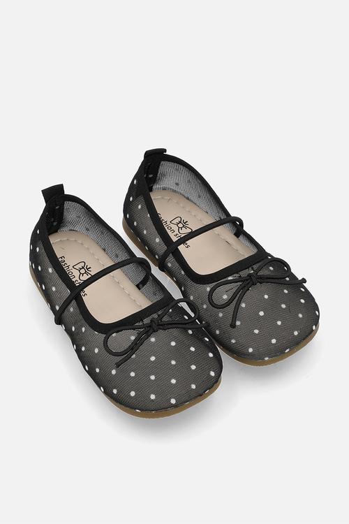Polka dot mesh ballet pumps - black