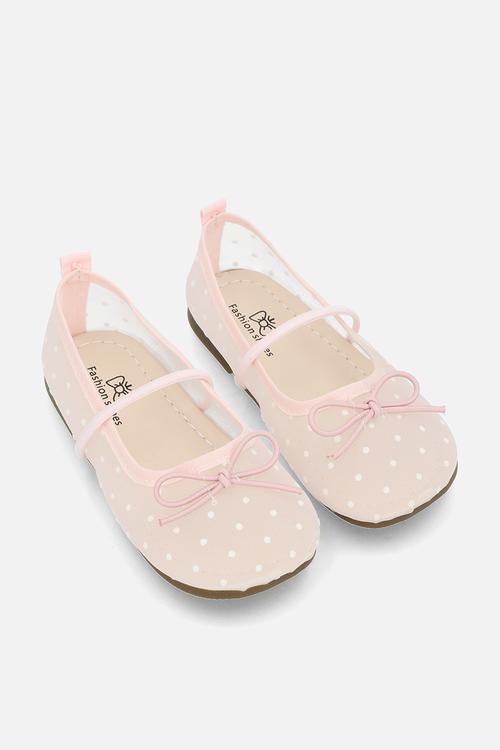 Polka dot mesh ballet pumps - pink