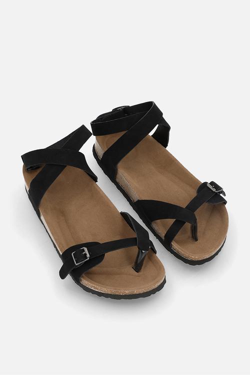 Criss cross strapped sandals - black