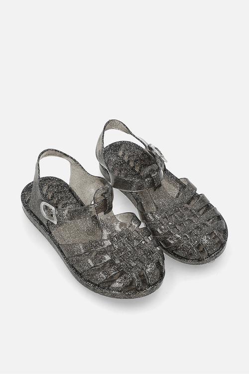 Glitter jelly sandals - black