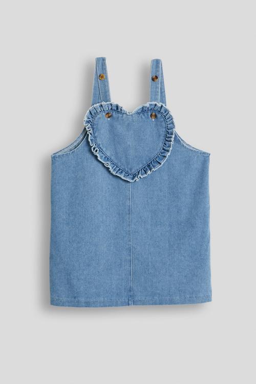 Heart-shaped bodice denim dress - blue