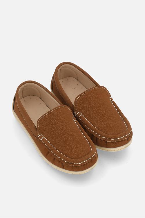 Slip on suedette loafers - warm brown