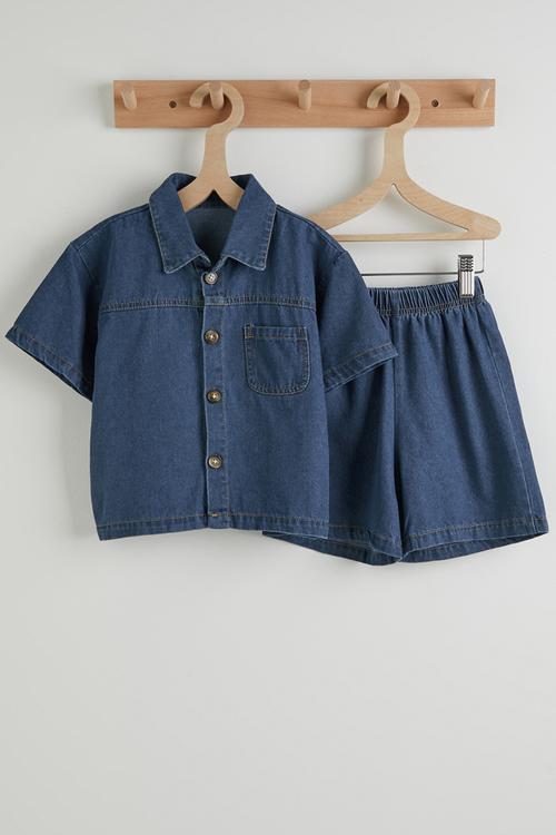 Denim shirt and shorts - dark blue