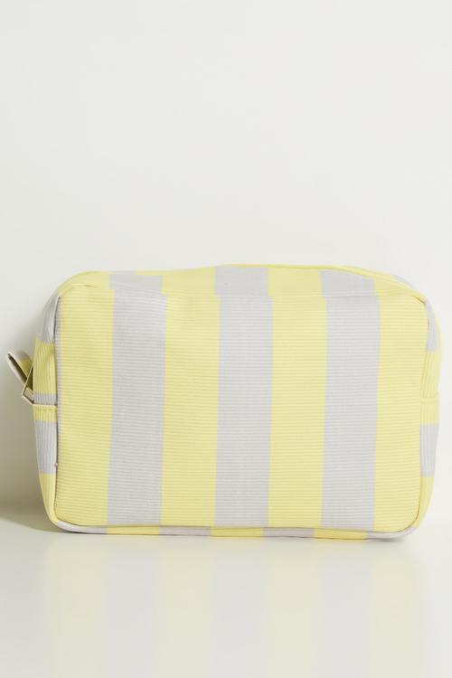 Striped toiletry bag - yellow/off white