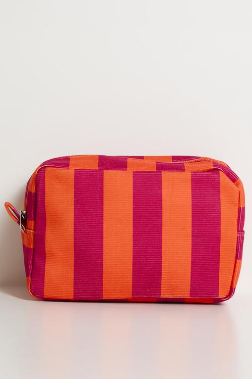 Striped toiletry bag - red/orange