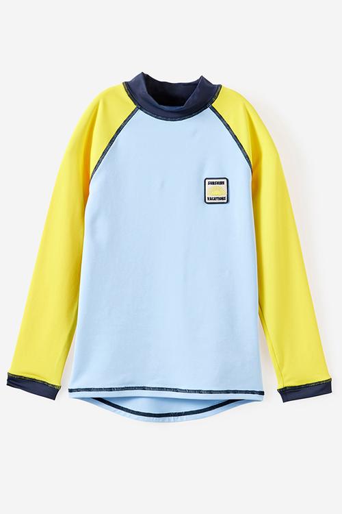 Flynn Long Sleeve Raglan Rash Vest - Buttercup/Squid Ink/Cloud Blue