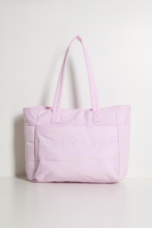 Quilted puffer tote bag - pink