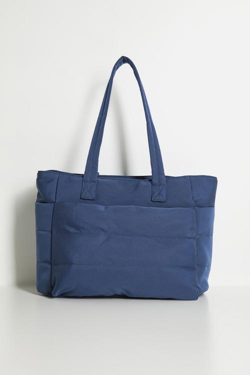 Quilted puffer tote bag - navy