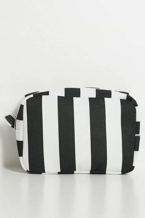 Striped toiletry bag - black/white