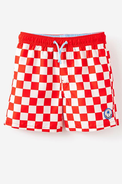 Bailey Board Short - Pop Red/Vanilla Checkerboard