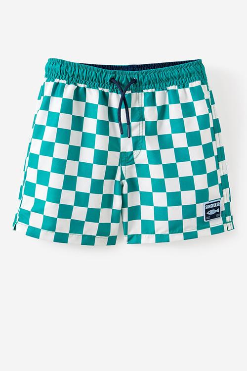 Bailey Board Short - English Ivy/Vanilla Checkerboard