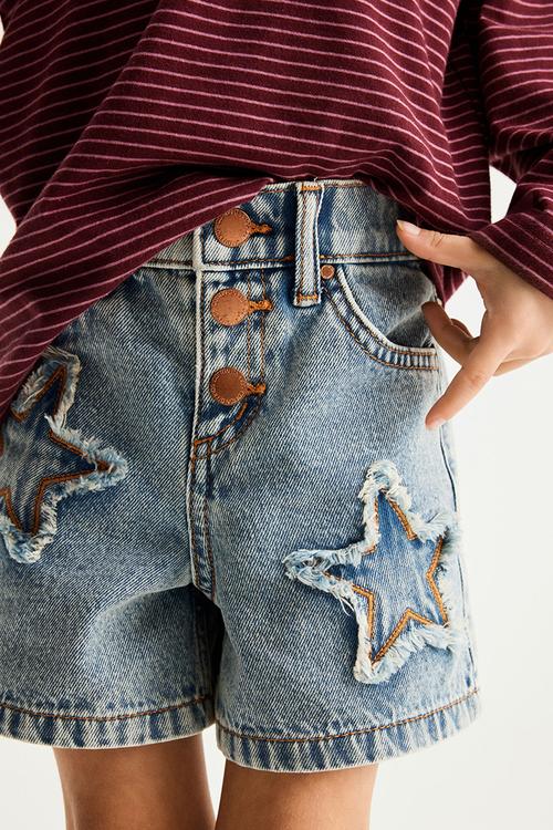 Snap Front Denim Short - Airlie Light Blue/Stars