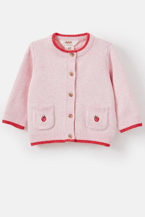 Baby Organic Knit Cardigan - Pop Pink Marle/Berries