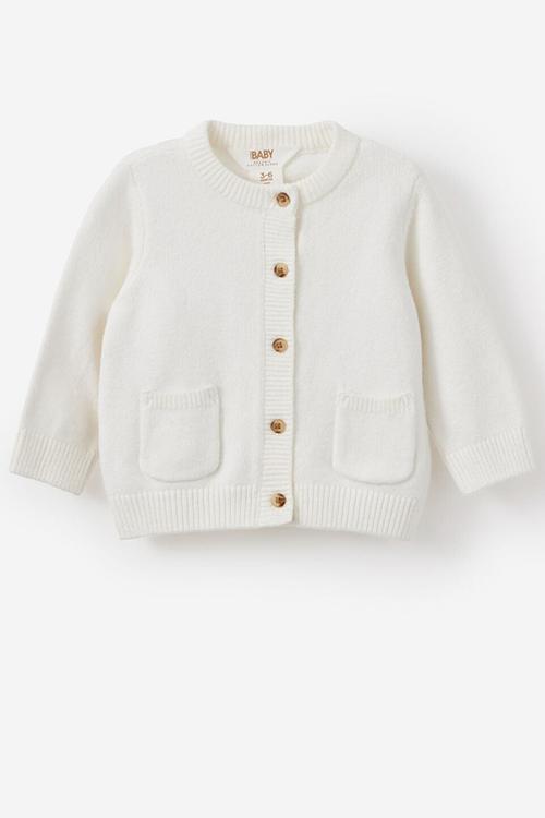 Baby Organic Knit Cardigan - Milk