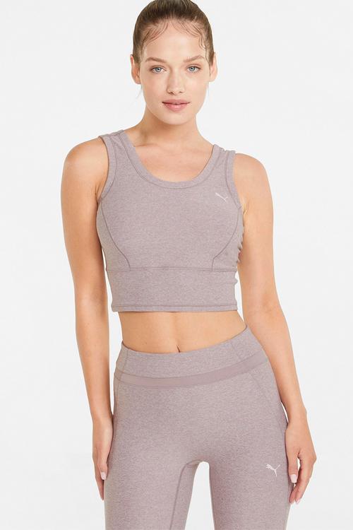 Studio yoga lux crop tank - qual heather
