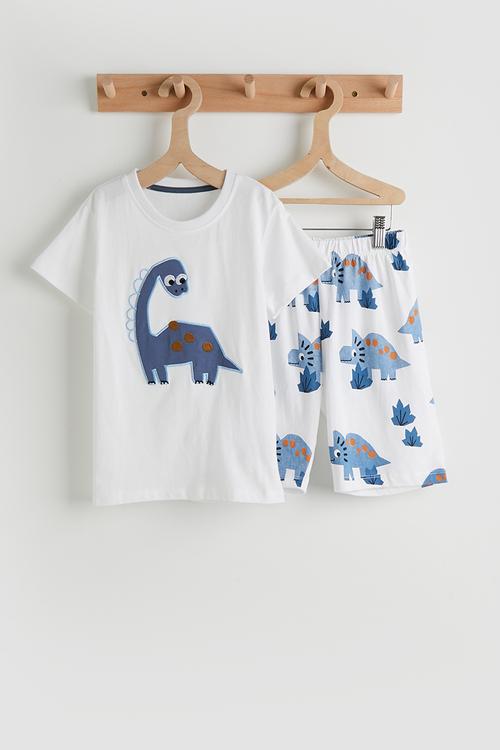 Graphic tee & aop shorts - white